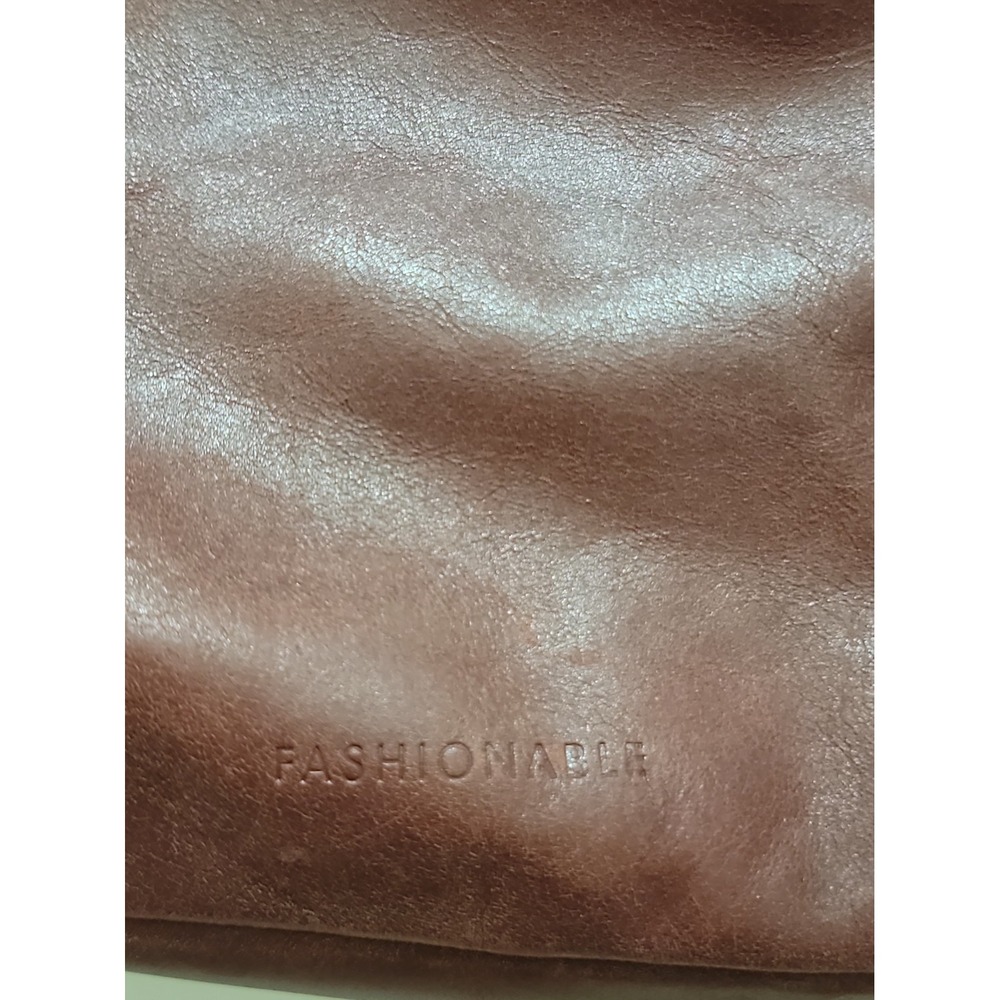 Fashionable Local and Global Brown Leather Shoulder Bag Hobo Bucket - Picture 2 of 8